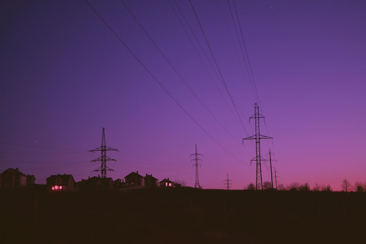 Gridlines with purple sky